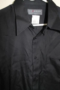 NEW RESERVE MENS COTTON BLACK LONG SLEEVE DRESS SHIRT SIZE LARGE - Bild 1 von 3