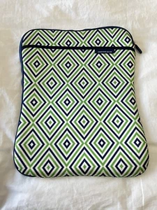JONATHAN ADLER Laptop Sleeve Case RETRO GEOMETRIC Padded Green Blue - Picture 1 of 8