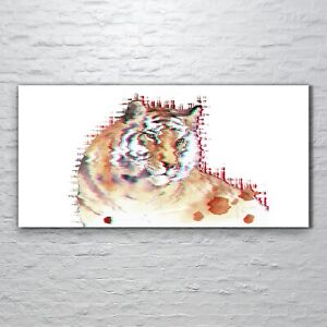 Glasbilder Wandbild Druck auf Glas 120x60 Foto Wand Tier Katze Aquarell Tiger