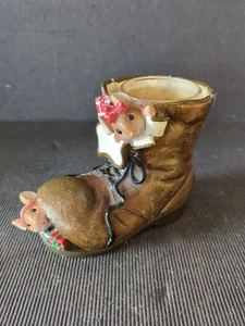 YANKEE CANDLE HOLDER NIGHT BEFORE CHRISTMAS BOOT & MICE DESIGN - Picture 1 of 6