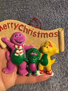 Vtg Barney Christmas Ornament Purple Dinosaur Friends BABY BOP BJ 1999 - Picture 1 of 8