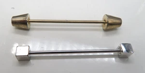 Vintage Set 2 gold & silberfarbene Langhantel Schraube Kleid Hemd Kragen Stab - Bild 1 von 3