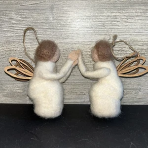 Angel Needle Felted Wool Ornament Christmas Praying Moving Arms Wood Wings (D4) - Picture 1 of 5