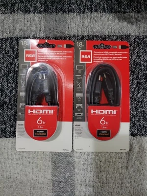Lot Of 2 RCA HDMI Standard Cable 6ft. VH6HHR Connects to HDTV or AV Receiver New - Image 1 of 2