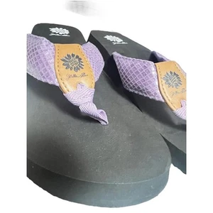 Yellow Box Flip Flops Womens sz 11 Faux Snakeskin Embossed Faya Sandals Purple - Picture 1 of 5