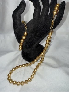 Set Bracciale Vintage Perline Metallo Tono Oro 18" Collana 7" PreO Buone Condizioni - Foto 1 di 6