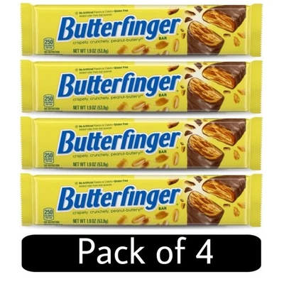 Paquete de 4 barras de chocolate caramelo con sabor a mantequilla de maní crujiente Butterfinger, 1,9 oz Foto 1 de 2