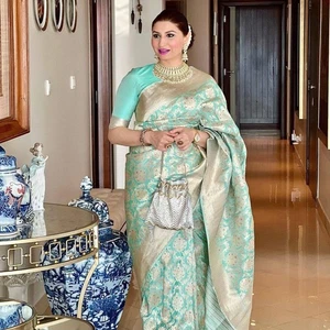 Latest Indian Style Soft Lichi Silk Saree With Simple Blouse With Dupatta - Picture 1 of 10