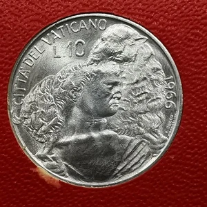 10 LIREs 1966 PAPE PAUL VI VATICAN 100000 Ex. / UNC ISSUE DU COFFRET - Picture 1 of 2