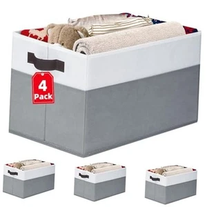 4 Pack Large Storage Baskets for Shelves | Fabric Closet Organizers - Picture 1 of 7