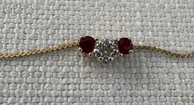 Colgante Deslizable Vintage Oro 14K Rubí y Diamante ~SIN Cadena~ Foto 1 de 4