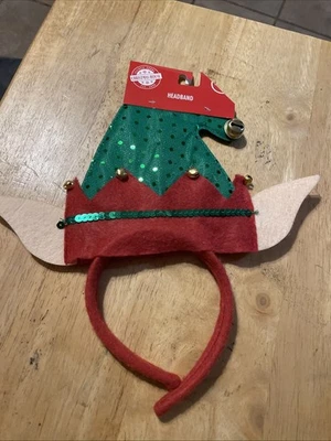 Nueva diadema de elfo de Navidad de fieltro GreenBriar International con campanas y orejas Foto 1 de 4