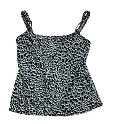 MagicSuit Tankini Top Sujetador Incorporado Estampado Leopardo Negro Blanco Gris Talla 12 Foto 1 de 4