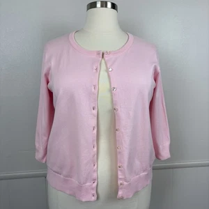 Talbots Cardigan Button Front Size 1X Soft Pink Casual Work Office Cotton Preppy - Picture 1 of 17