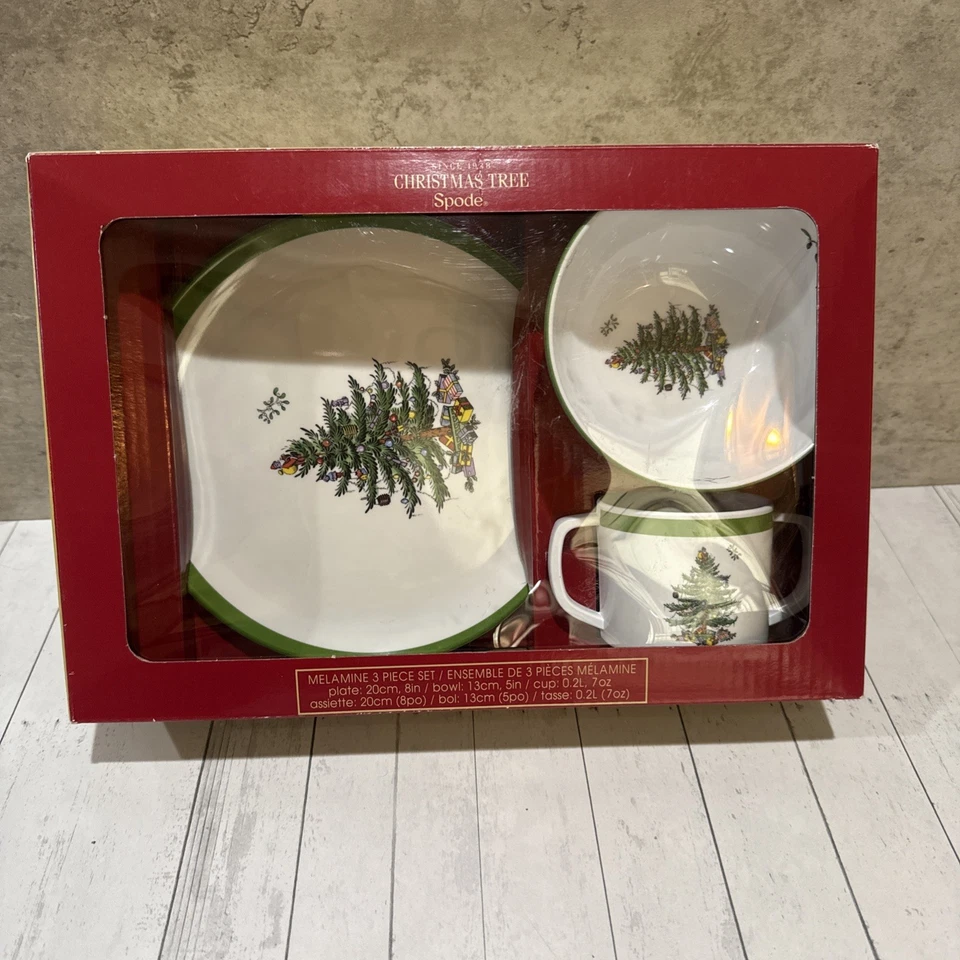 Spode Christmas Tree Melamine Children's 3 PC Set Multicolor Kitchen