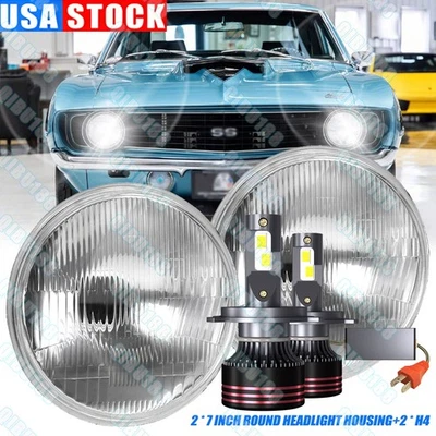Faros LED redondos de 7" para Chevrolet Camaro 1967-1981 halo DRL lámpara de haz alto + bajo Foto 1 de 4