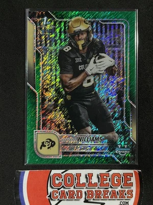2025 COLORADO HYKEEM WILLIAMS /99 1ST GREEN SHIMMER BOWMAN U UNIVERSITY CHROME - Image 1 of 2