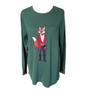 Joules Miranda Jersey Verde Manga Larga Punto Zorro Suéter Mujer Talla 12 - Imagen 1 de 10