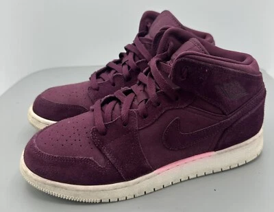 Nike Air Jordan Retro 1 Mid GS 554725-625 Bordeaux Sail Sz 6.5Y - Image 1 of 4