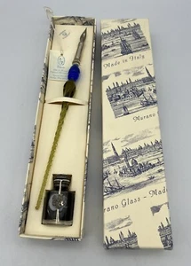 Murano Glass Handmade Pen and Ink Set Made In Venice Italy Sealed Ink - Picture 1 of 13