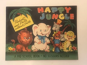 Vintage 1953 Happy Jungle Pushout & Paste No Paste Preschool Activities - Picture 1 of 6
