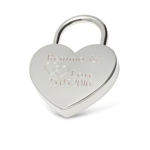 Herz Liebesschloss SILBER Valentinstag Jahrestag Geburtstag Hochzeit Geschenk - Bild 1 von 5