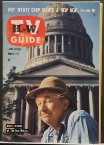 TV Guide Aug 1958 Walter Brennan Wyatt Earp Hugh O'Brian Bob Hope Steve McQueen - Picture 1 of 2