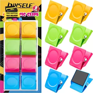 8 Pack Fridge Magnet, Magnetic Clips Heavy Duty for Whiteboard, Refrigerator Mag - Picture 1 of 6