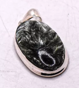 Colgante de serafinita de 48 quilates en plata 925 piedras preciosas brillantes mineral de cristal Rusia - Imagen 1 de 7