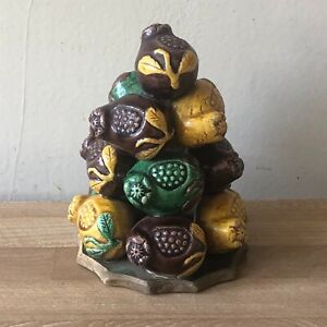 Lovely Chinese Antique Sancai Stoneware Lily Seedpod Tower