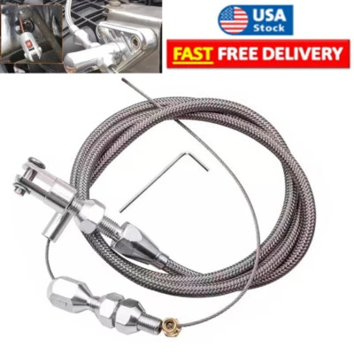 US STOCK 36" Long Car Throttle Cable Braided Stainless Steel Adjustable Kit - Image 1 of 4