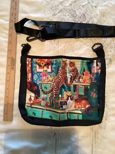 (NEW) Curious Kitties Canvas Cross Body Purse - Picture 1 of 2