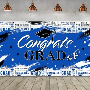 Graduation Blue Backdrop Class of 2022 72.8 x 43.3 Inch Polyester Glitter Gra... - Picture 1 of 6