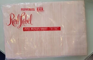NIP Pepperell Red Label white pink Stripe Fine Muslin flat sheet 81x108in - Picture 1 of 6