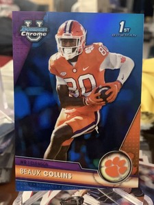 2023 Bowman University Chrome Football Beaux Collins /199 Purple Clemson Tigers