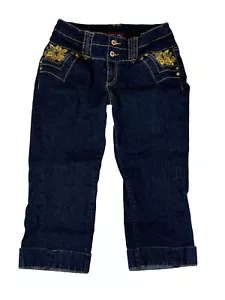 Baby Phat Jeans Damen blau Bündchen Capri bestickt Y2K Jeans Größe 9 - Bild 1 von 16