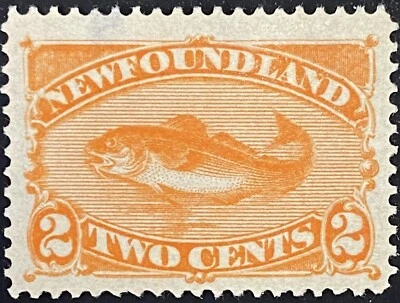 1887 #48 Newfoundland, Codfish Red/Orange 2 Cents Stamp, F-VF MH - Image 1 of 2