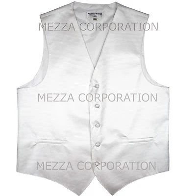 New Men's Tuxedo Vest Waistcoat Horizontal Stripes only prom wedding party White - Image 1 of 2