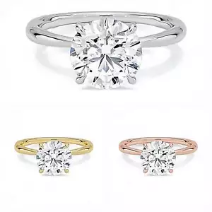 14K Gold IGI Certified Round Cut Lab Grown Diamond Solitaire Engagement Ring. - Picture 1 of 8