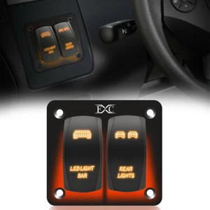 Orange 2 Gang Toggle Rocker Switch Panel LED Light Bar for Jeep ATV UTV 12V-24V - Picture 1 of 7