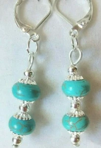 Turquoise Drop Dangling Lever Back Earrings - Picture 1 of 1