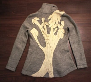 Rosie Neira Anthropologie Gray White Tree Unique Boiled Wool Jacket Size Small - Picture 1 of 3
