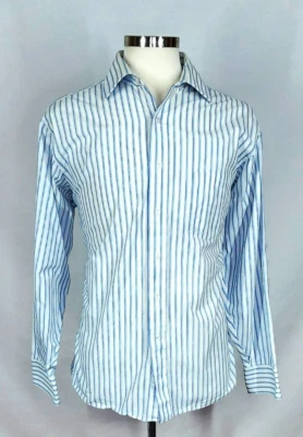 Donald J. Trump Signature Collection Blue Pinstripe Button Front Shirt Men's XL - Image 1 of 4