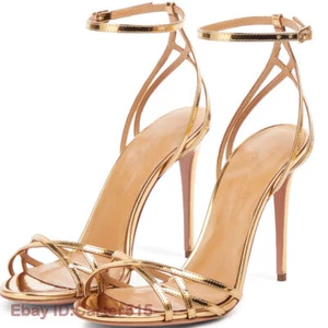 Mujeres Correa al tobillo Puntera Abierta Tacones Altos Baile de graduación Boda Sandalias Fiesta Zapatos - Imagen 1 de 25