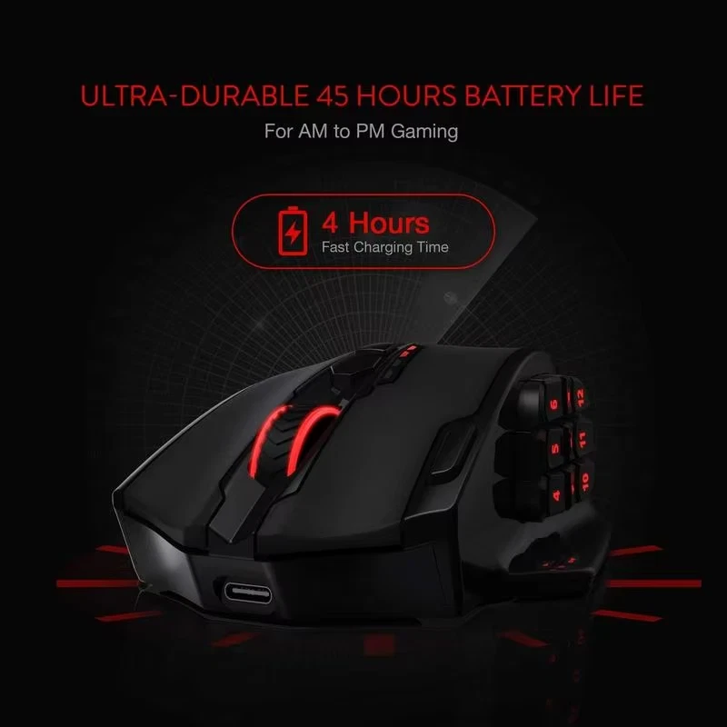 Redragon M913 Gaming 16000 DPI Wired 2.4Ghz Wireless RGB Optical Gamer Mice 16 P - Image 1 of 4