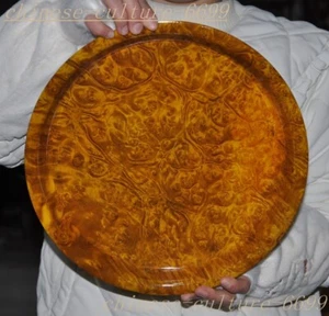 Antigua China Bandeja Tallada a Mano Madera Nanmu Borde Dorado Paletas Plato Plato Estatua - Imagen 1 de 11