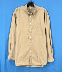 VTG LORD & TAYLOR Casual Classics KHAKI Twill FRONT POCKET Button-Up SHIRT Sz L - Picture 1 of 5
