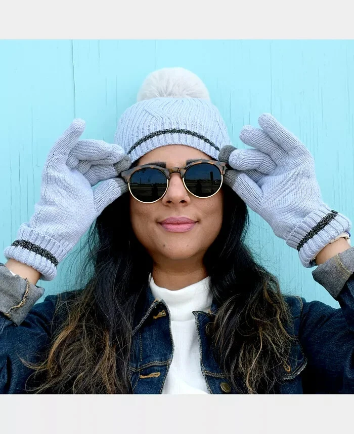 Guantes reflectantes forrados Isotoner Signature para mujer talla única gris claro sin cordones Foto 1 de 4