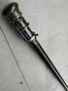 VICTORIAN BRASS SPY HIDDEN HANDMADE VINTAGE TELESCOPE WALKING WOODEN STICK CANE - Picture 1 of 6