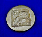 Paperweight of Goddess Athena and Owl Desk  Press Papier bronze patina aged